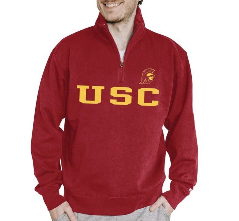 College USC Trojans Blue 84 Maroon & Gold Quarter Zip Sweatshirt Men’s XL